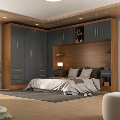 Guarda-roupa Modulado Soberano 11 Portas 8 Gavetas Cinamomo/chumbo - Panorama Móveis
