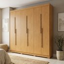 Ver imagem 1 de Guarda-Roupa Casal 6 Portas 2 Gavetas 100% MDF Valência Marrom/Cerejeira