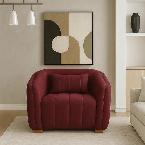 Poltrona Lilian Luxo Recepção Escritório Suede Bege:bordô/liso
