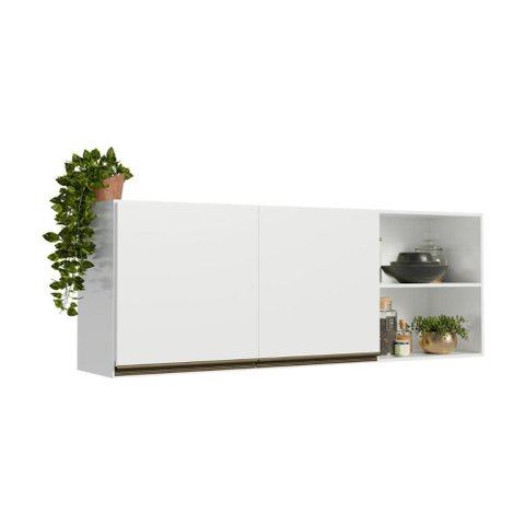 Armário de Cozinha Aéreo com 2 Portas e Nichos 150cm Florença Multimóveis MP2436 Branco