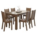 Ver imagem 2 de Conjunto Sala de Jantar Cereja Mesa Tampo de Vidro 6 Cadeiras Rustic/Crema/Floral Hibiscos Madesa