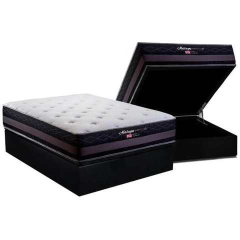 Cama Box Baú Casal: Colchão Molas Masterpocket Ensacadas Herval Maxspring Málaga + Base Crc Suede