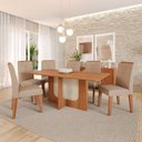 Ver imagem 1 de Sala de Jantar 6 Lugares 180 cm Amelia Cinamomo/Bege - Panorama Móveis