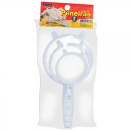 Kit 2 Peneiras Coador Plástico 3 Pecas P M G 1168 Ercaplast - 4