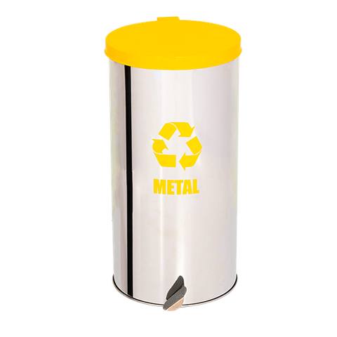 Lixeira Coleta Seletiva Pedal 95l de Aço Inox - Amarelo