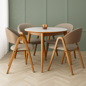 Kit 4 Cadeiras de Jantar em Madeira Maciça Tecido Linho