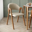 Ver imagem 2 de Kit 4 Cadeiras de Jantar em Madeira Maciça Tecido Linho