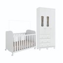Ver imagem 4 de Quarto de Bebê Guarda-Roupa 3 Ptas 3 Gavetas e Berço 100% MDF Lana Espresso Móveis Branco Brilho