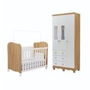 Ver imagem 4 de Quarto de Bebê Guarda-Roupa 3 Portas e Berço 100% MDF Lana Espresso Móveis Branco Brilho/Amêndoa