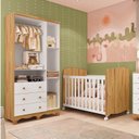 Ver imagem 3 de Quarto de Bebê Guarda-Roupa 3 Portas e Berço 100% MDF Lana Espresso Móveis Branco Brilho/Amêndoa