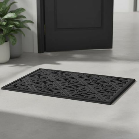 Tapete Porta Antiderrapante Capacho Bem-vindo Pvc Decorativo Preto