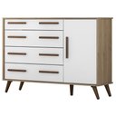 Ver imagem 2 de Cômoda Sapateira Retrô 4 Gavetas 1 Porta Branco Rústico