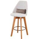 Ver imagem 3 de Kit 10 Banquetas Alta Maya Giratória Com Encosto Gourmet Linho Bege e Almofada Suede Bege - Gat