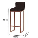 Ver imagem 4 de Kit 03 Banqueta Alta C/ Encosto Lucca Industrial Cozinha Balcão Ferro Bronze Botão Preto Suede