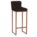 Ver imagem 2 de Kit 03 Banqueta Alta C/ Encosto Lucca Industrial Cozinha Balcão Ferro Bronze Botão Preto Suede