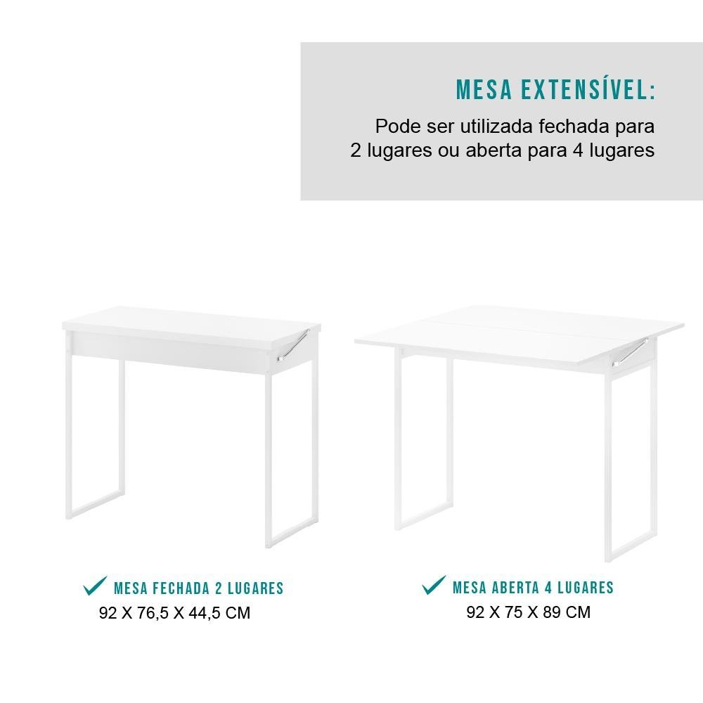 Conjunto Mesa Dobrável com 2 Banquetas Branco Carraro - 6