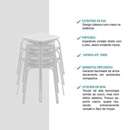 Conjunto Mesa Dobrável com 2 Banquetas Branco Carraro - 5