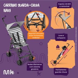 Carrinho Guarda-chuva 6m-15 Kgs Multikids Navy Preto com Cinza - Bb494 Bb494 Multikidsbaby - 4