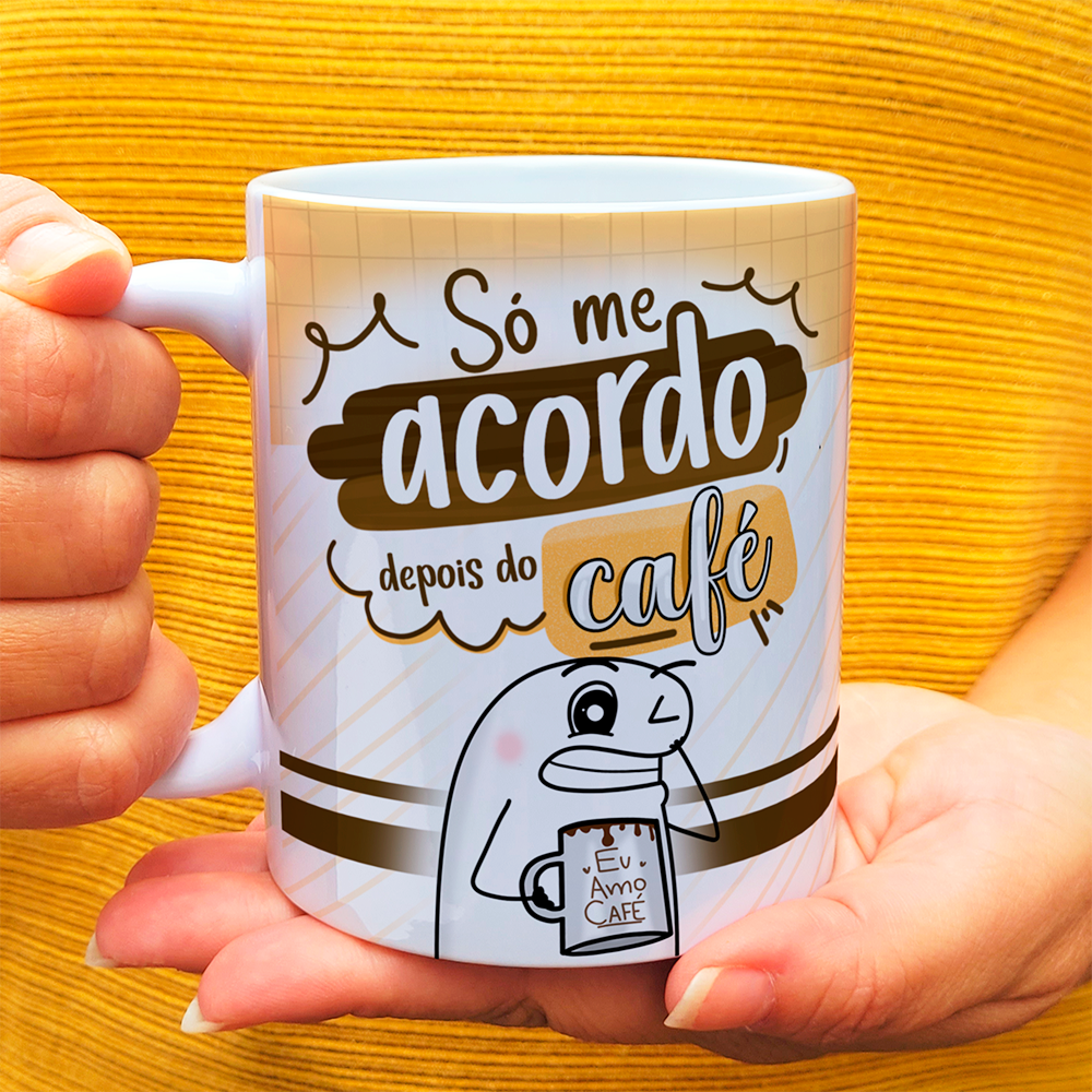 Caneca Flork Divertida - Só Me Acordo Depois do Café! Branca - 4