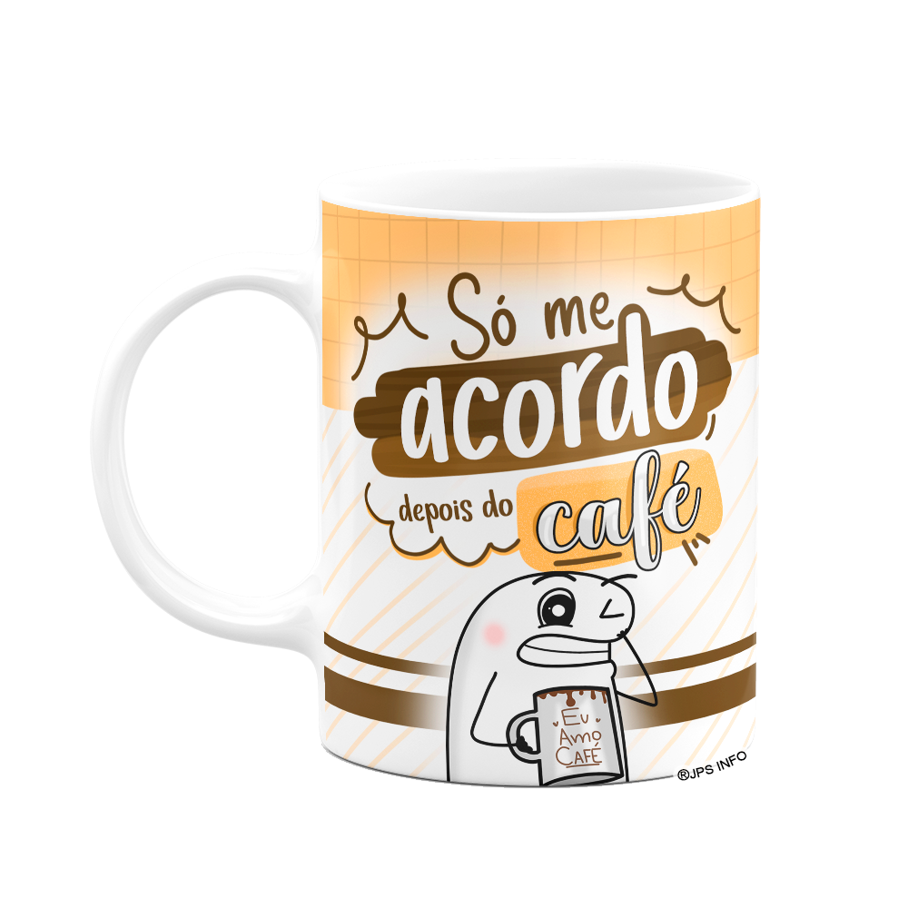 Caneca Flork Divertida - Só Me Acordo Depois do Café! Branca - 1