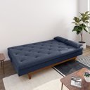 Ver imagem 2 de Sofá Cama 3 Lugares em Suede Tokio Yescasa Azul/Mel