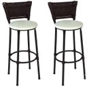 Ver imagem 1 de Kit 2 Banquetas Altas Preta com Encosto Junco Argila Assento Branco