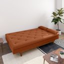 Ver imagem 2 de Sofá Cama 3 Lugares em Suede Tokio Yescasa Laranja/Mel