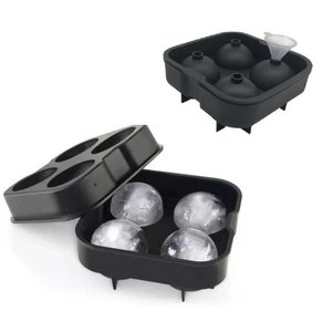 Forma Gelo Bola Esfera Grande Silicone Bola 4 em 1 Gigante Whisky Drinks com Funil Frutas Bar Festa