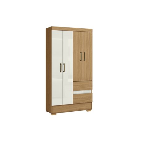 Guarda Roupa Solteiro Compacto 4 Portas 2 Gavetas - Atacama / Off White