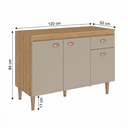Ver imagem 3 de Balcão de Cozinha com Tampo 3 Portas 1 Gaveta 120cm Marti Yescasa Mel/Fendi