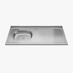Pia de Cozinha Aço Inox 120cmx53cm Cuba Esquerda Concretada Sem Válvula Bali GhelPlus - 1