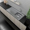 Ver imagem 2 de Pia de Cozinha em Aço Inox de 120cmx53cm Deslocada para Direita Concretada Lisa sem Válvula Bali