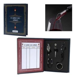 Kit Vinho Livro com Abridor, Saca Rolhas, Tampa, Dosador, Corta Lacre 5 Peças - 2