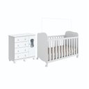 Ver imagem 3 de Quarto de Bebê Cômoda 1 Pta Janelada 4 Gavetas e Berço 100% MDF Lana Espresso Móveis Branco Brilho