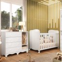 Ver imagem 5 de Quarto de Bebê Cômoda 1 Pta Janelada 4 Gavetas e Berço 100% MDF Lana Espresso Móveis Branco Brilho