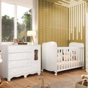 Ver imagem 1 de Quarto de Bebê Cômoda 1 Pta Janelada 4 Gavetas e Berço 100% MDF Lana Espresso Móveis Branco Brilho