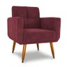 Poltrona Decorativa Juan Veludo Vinho - 2