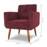 Poltrona Decorativa Juan Veludo Vinho - 3