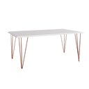 Ver imagem 2 de Conjunto De Mesa Eames Clips De Ferro Cobre Tampo Branco 135x75 6 Cadeiras Cobre Assento Preto