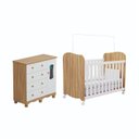 Ver imagem 3 de Quarto de Bebê Cômoda 1 Porta Janelada e Berço Americano Lana Espresso Móveis Branco Brilho/Amêndoa