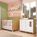 Ver imagem 1 de Quarto de Bebê Cômoda 1 Porta Janelada e Berço Americano Lana Espresso Móveis Branco Brilho/Amêndoa