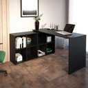 Ver imagem 5 de Conjunto 2 Peças com Escrivaninha em L 8 Nichos e Estante Livreiro Preto Artany 100% MDF