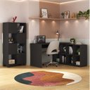 Ver imagem 1 de Conjunto 2 Peças com Escrivaninha em L 8 Nichos e Estante Livreiro Preto Artany 100% MDF