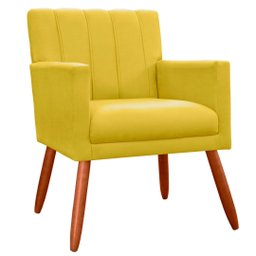 Poltrona Decorativa Cadeira Estofada Cecilia Amarelo - 1