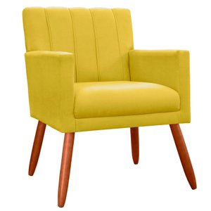 Poltrona Decorativa Cadeira Estofada Cecilia Amarelo