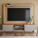 Ver imagem 1 de Estante Home para TV até 75 Polegadas com LED e Ripado MDF 191CMX218CM Milano Off White Canela/Gris