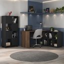Ver imagem 1 de Conjunto 2 Peças com Escrivaninha em L 8 Nichos e Estante Livreiro Preto Ipê Artany 100% MDF