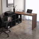 Ver imagem 7 de Conjunto 2 Peças com Escrivaninha em L 8 Nichos e Estante Livreiro Preto Ipê Artany 100% MDF