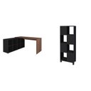 Ver imagem 2 de Conjunto 2 Peças com Escrivaninha em L 8 Nichos e Estante Livreiro Preto Ipê Artany 100% MDF