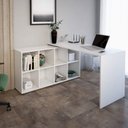 Ver imagem 6 de Conjunto 2 Peças com Escrivaninha em L 8 Nichos e Estante Livreiro Branco Artany 100% MDF